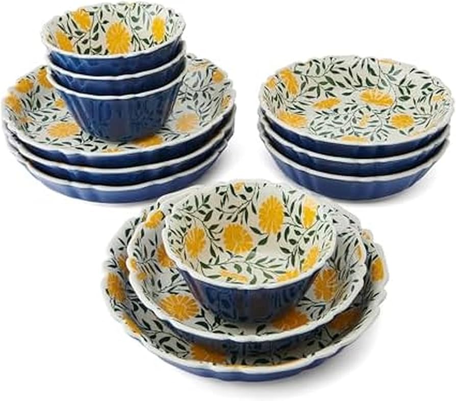 Amazon.com | Pfaltzgraff Tranquil Elegance Floral 12 Piece Bowl